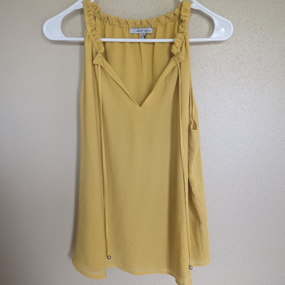 NWOT Naked Zebra Relaxed Sleeveless Top, Mustard Yellow, Size Medium